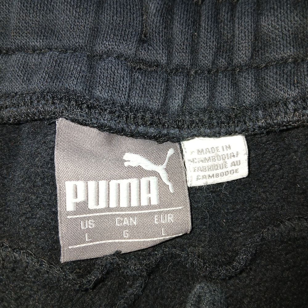 Men's Puma Black Joggers w/ White Logo - Picture 2 of 3